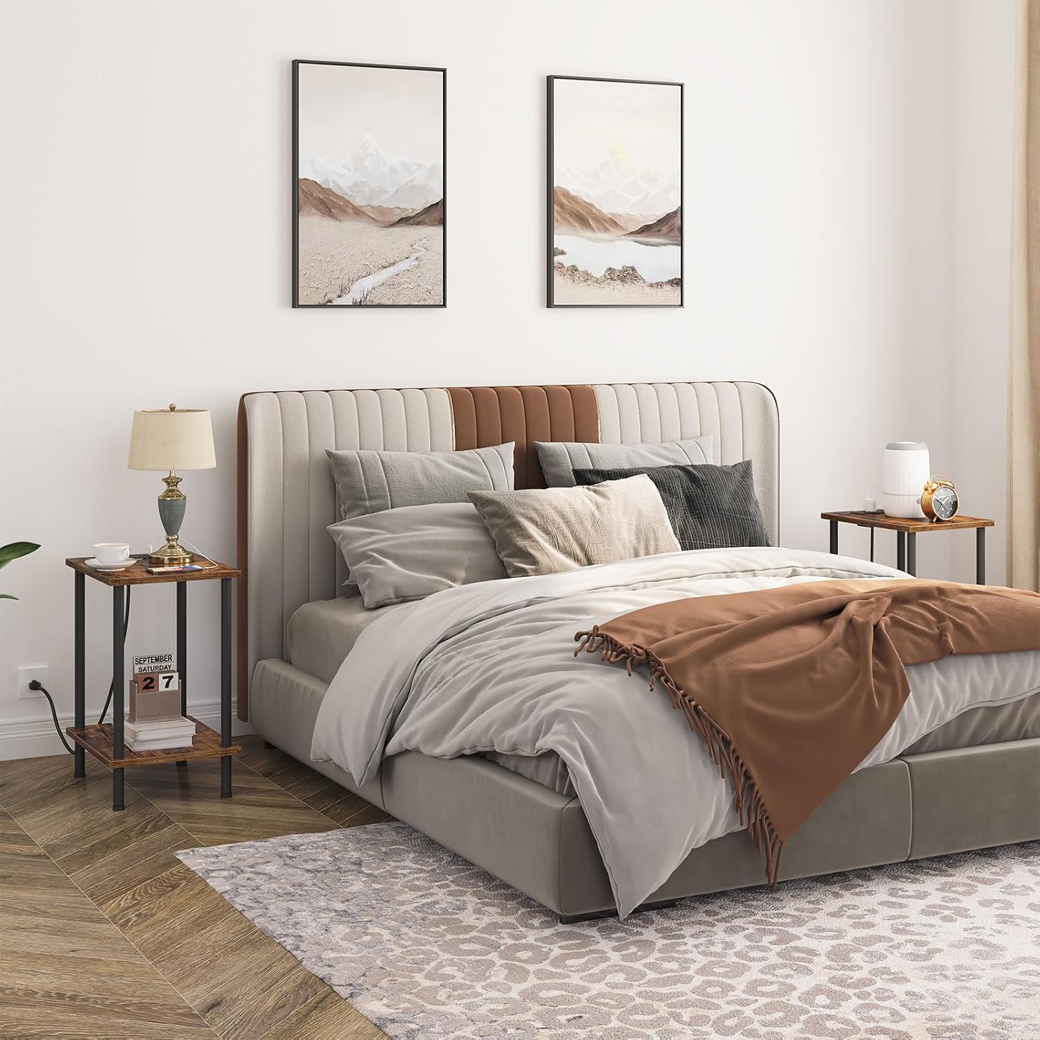 Side Table with Charging Station